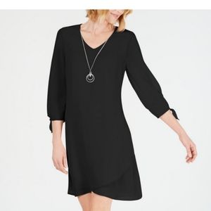Tie-sleeve dress, black